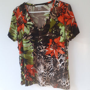 Peter Nygard Floral Print Tee Sz L